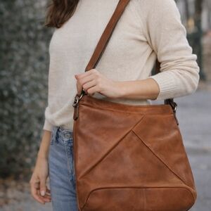 100% Genuine Leather purse Brown leather crossbody bag